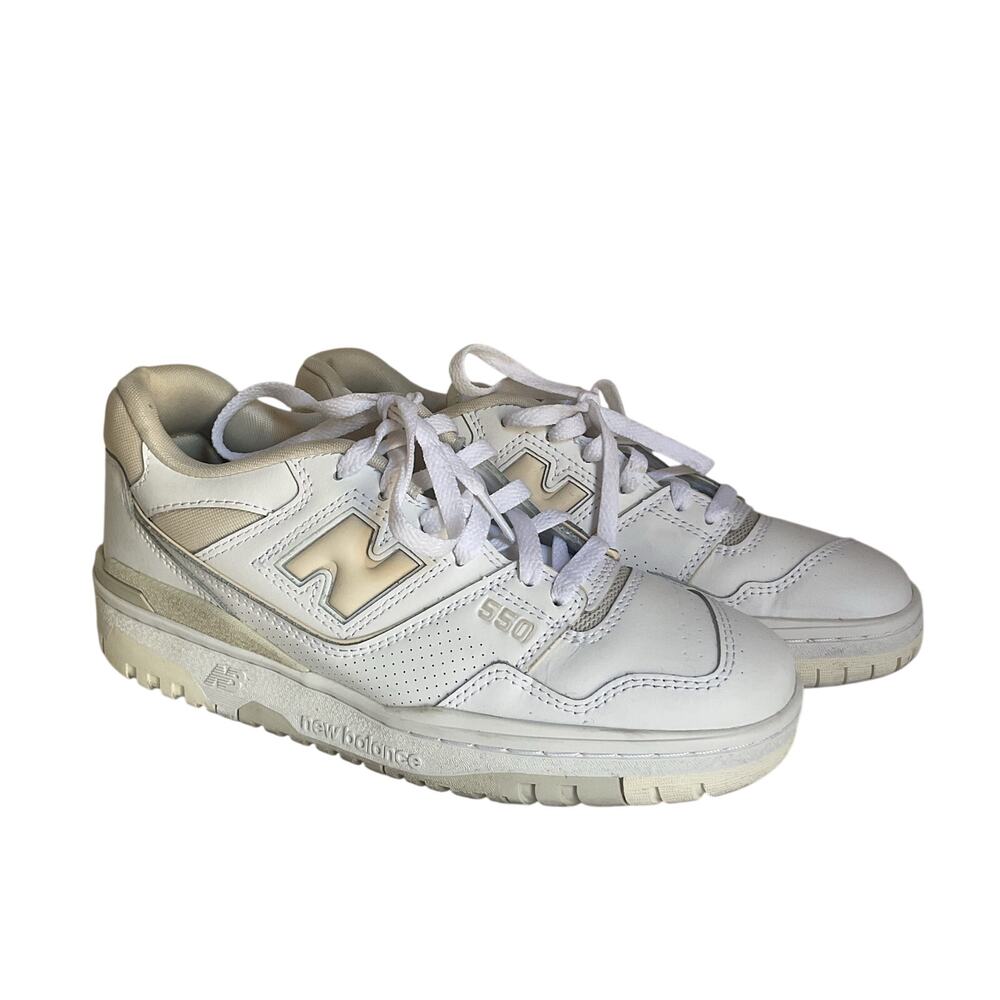 New Balance 550 White Beige Leather Sneakers Women’s 8 EU 39 Retro Classic